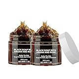 2 x Moroccan Black Soap with Argan and Rose, Moroccan Black Soap,...
