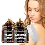 Marokko Schwarze Seife mit Argan und Rose, 100% Organische...
