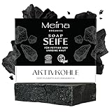 Meina Schwarze Seife mit Aktivkohle gegen Pickel und Akne, 100%...