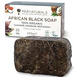 PraNaturals Organisch Afrikanische Schwarze Seife 200g, Vegan...